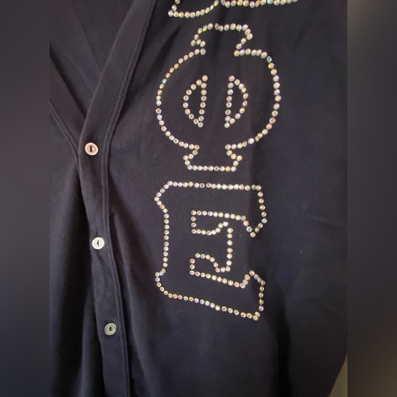 Navy Blue American Apparel Button Down Cardigan Delta Phi Epsilon Sorority - Picture 2 of 8